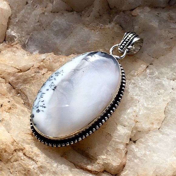 Merlinite Dendritic Opal pendant - Picture 3 of 5